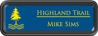 Framed Name Tag: Black Plastic (rounded corners) - Sky Blue and Yellow Plastic Insert