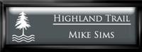 Framed Name Tag: Black Plastic (squared corners) - Smoke Grey and White Plastic Insert with Epoxy
