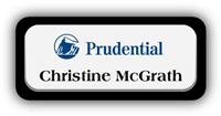 Metal Name Tag: White Metal Name Tag with a Black Plastic Border