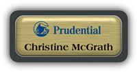 Metal Name Tag: Brushed Gold Metal Name Tag with a Graphite Plastic Border and Epoxy