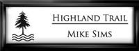 Framed Name Tag: Black Plastic (squared corners) - White and Black Plastic Insert with Epoxy