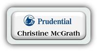Metal Name Tag: White Metal Name Tag with a Light Grey Plastic Border and Epoxy