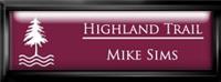 Framed Name Tag: Black Plastic (squared corners) - Claret and White Plastic Insert with Epoxy