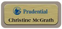 Metal Name Tag: Brushed Gold Metal Name Tag with a Taupe Plastic Border