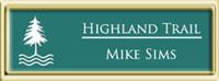 Framed Name Tag: Gold Plastic (squared corners) - Celadon Green and White Plastic Insert