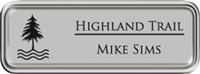 Framed Name Tag: Silver Plastic (rounded corners) - Smooth Silver and Black Plastic Insert