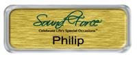 Metal Name Tag: Brushed Gold with Shiny Silver Metal Border