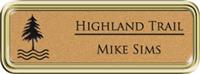 Framed Name Tag: Gold Plastic (rounded corners) - Smooth Gold and Black Plastic Insert
