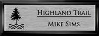Framed Name Tag: Black Plastic (squared corners) - Brushed Aluminum and Black Plastic Insert
