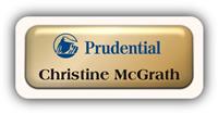 Metal Name Tag: Shiny Gold Metal Name Tag with a Sand Plastic Border and Epoxy