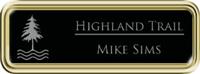 Framed Name Tag: Gold Plastic (rounded corners) - Black and Silver Plastic Insert