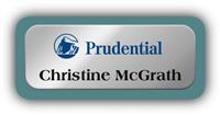 Metal Name Tag: Shiny Silver Metal Name Tag with a Black Forest Green Plastic Border