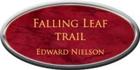 Framed Name Tag: Silver Plastic (oval) - Port Wine and Gold Plastic Insert