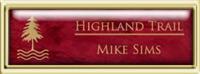 Framed Name Tag: Gold Plastic (squared corners) - Port Wine and Gold Plastic Insert with Epoxy