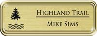 Framed Name Tag: Gold Plastic (rounded corners) - Euro Gold and Black Plastic Insert