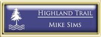 Framed Name Tag: Gold Plastic (squared corners) - Purple and White Plastic Insert with Epoxy