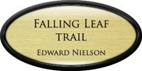 Framed Name Tag: Black Plastic (Oval) - Euro Gold and Black Plastic Insert with Epoxy