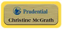 Metal Name Tag: Brushed Gold Metal Name Tag with a Yellow Plastic Border