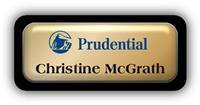 Metal Name Tag: Shiny Gold Metal Name Tag with a Black Plastic Border and Epoxy