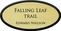 Framed Name Tag: Black Plastic (oval) - Euro Gold and Black Plastic Insert
