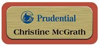 Metal Name Tag: Brushed Gold Metal Name Tag with a Canyon Plastic Border