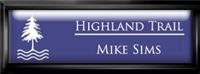 Framed Name Tag: Black Plastic (squared corners) - Purple and White Plastic Insert with Epoxy