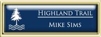 Framed Name Tag: Gold Plastic (squared corners) - Patriot Blue and White Plastic Insert with Epoxy