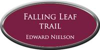 Framed Name Tag: Silver Plastic (oval) - Claret and White Plastic Insert