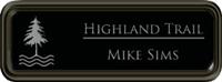 Framed Name Tag: Black Plastic (rounded corners) - Black and Silver Plastic Insert