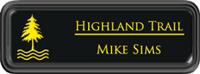 Framed Name Tag: Black Plastic (rounded corners) - Black and Yellow Plastic Insert