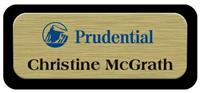 Metal Name Tag: Brushed Gold Metal Name Tag with a Black Plastic Border