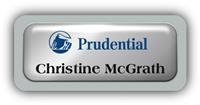 Metal Name Tag: Shiny Silver Metal Name Tag with a Silver Plastic Border and Epoxy