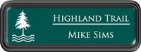 Framed Name Tag: Black Plastic (rounded corners) - Evergreen and White Plastic Insert