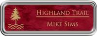 Framed Name Tag: Silver Plastic (rounded corners) - Port Wine and Gold Plastic Insert
