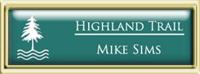 Framed Name Tag: Gold Plastic (squared corners) - Celadon Green and White Plastic Insert with Epoxy