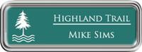 Framed Name Tag: Silver Plastic (rounded corners) - Celadon Green and White Plastic Insert