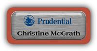 Metal Name Tag: Brushed Silver Metal Name Tag with a Canyon Plastic Border and Epoxy