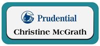 Metal Name Tag: White Metal Name Tag with a Bahama Blue Plastic Border