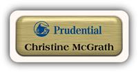 Metal Name Tag: Brushed Gold Metal Name Tag with a Sand Plastic Border and Epoxy