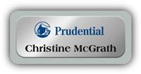Metal Name Tag: Shiny Silver Metal Name Tag with a Silver Plastic Border