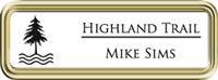 Framed Name Tag: Gold Plastic (rounded corners) - White and Black Plastic Insert
