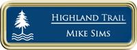 Framed Name Tag: Gold Plastic (rounded corners) - Patriot Blue and White Plastic Insert