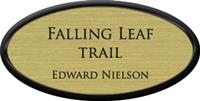 Framed Name Tag: Black Plastic (oval) - Shiny Gold and Black Plastic Insert