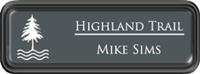 Framed Name Tag: Black Plastic (rounded corners) - Smoke Grey and White Plastic Insert