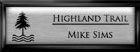 Framed Name Tag: Black Plastic (squared corners) - Brushed Aluminum and Black Plastic Insert with Epoxy