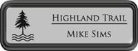 Framed Name Tag: Black Plastic (rounded corners) - Brushed Aluminum and Black Plastic Insert