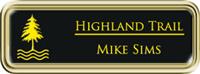 Framed Name Tag: Gold Plastic (rounded corners) - Black and Yellow Plastic Insert