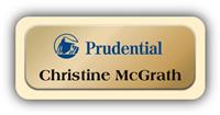 Metal Name Tag: Shiny Gold Name Tag with an Antique Ivory Plastic Border