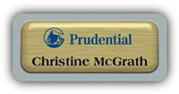 Metal Name Tag: Brushed Gold Metal Name Tag with a Grey Plastic Border and Epoxy