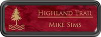 Framed Name Tag: Black Plastic (rounded corners) - Port Wine and Gold Plastic Insert